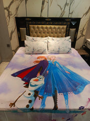 Elsa, Anna & Olaf Cotton Double Bedsheet