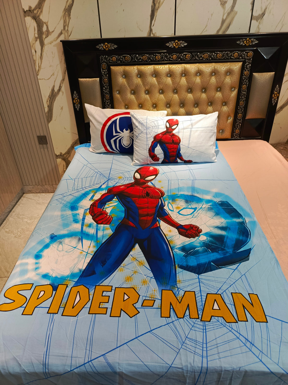 Spider-Man Neon Cotton Single Bedsheet