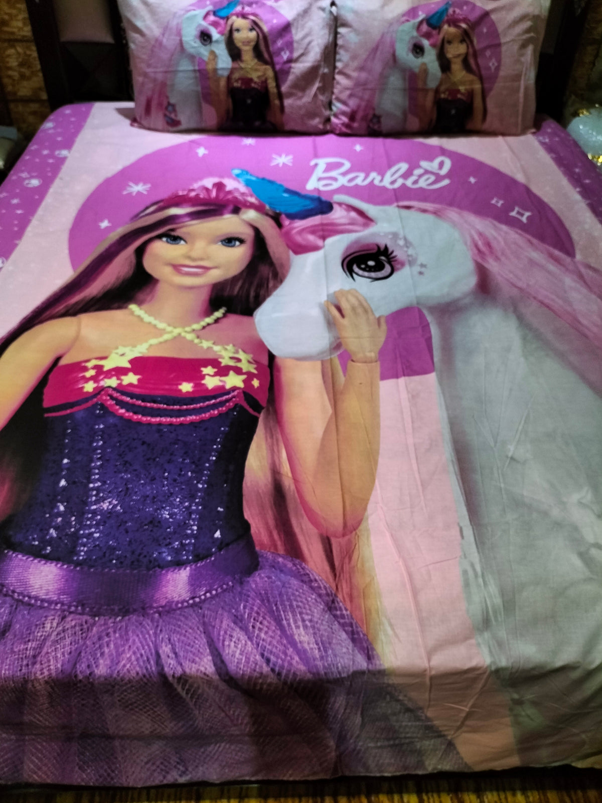 Barbie Unicorn Double Bedsheet