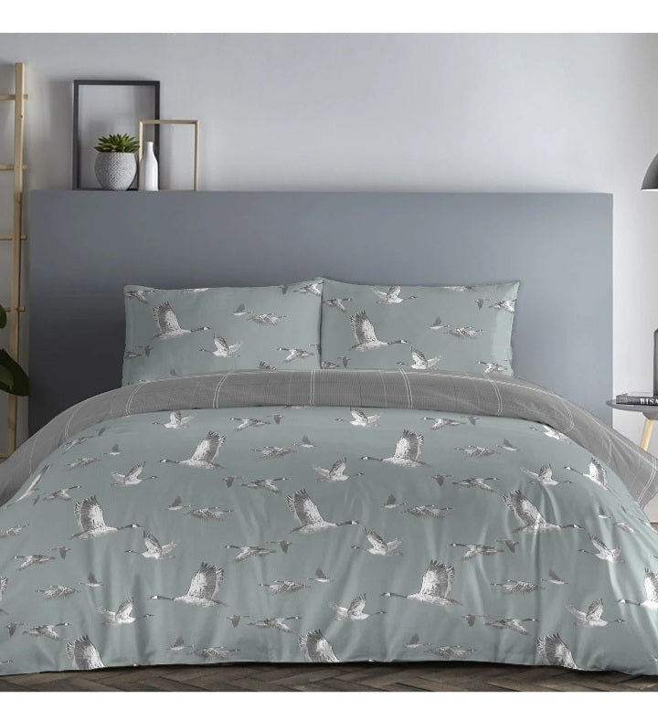 Fusion Geese King Size Cotton Bed Sheet Set