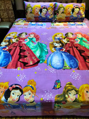 Princess Cartoon Double Bed Sheet DS # 157