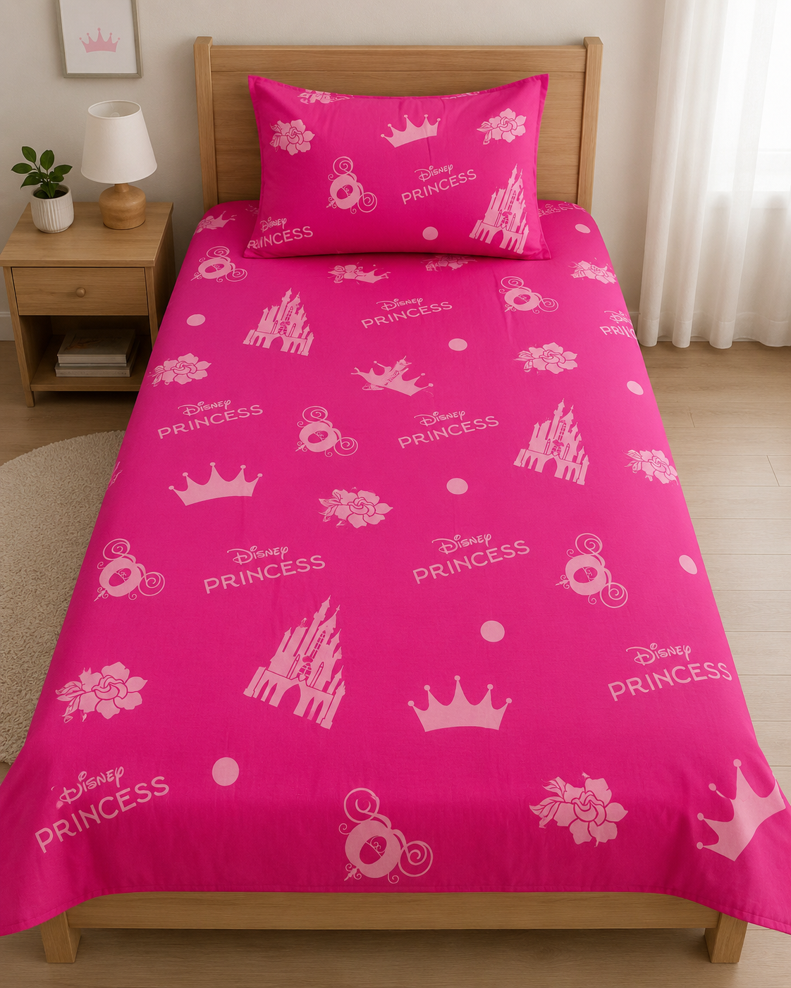 Elaftex Princess Palace Pink Cotton Single Bedsheets