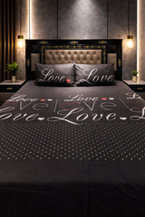 Romantic & Sentimental Charcoal Grey Double Bedsheets