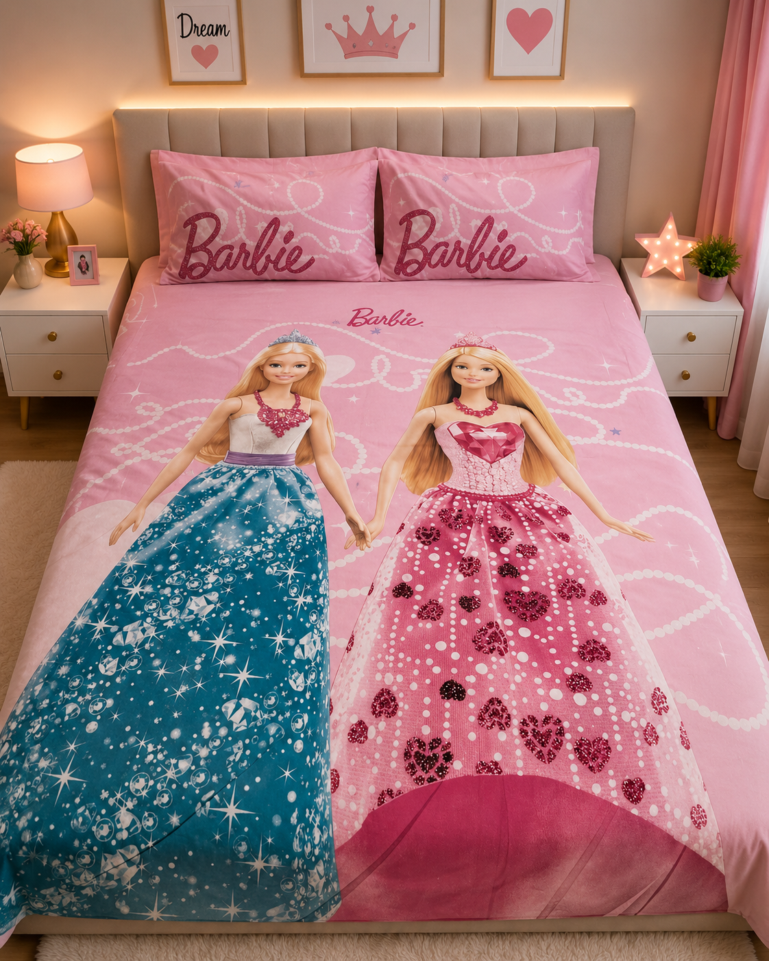 Two Barbie's Double Bedsheet