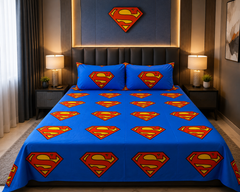 SuperMan Cotton Double Bedsheets