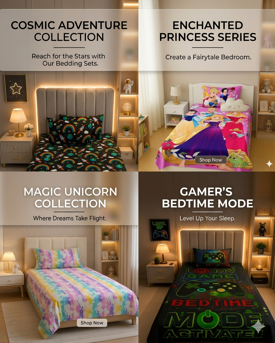 BUY ANY 4 KIDS SINGLE BEDSHEETS WITH PILLOW CASE