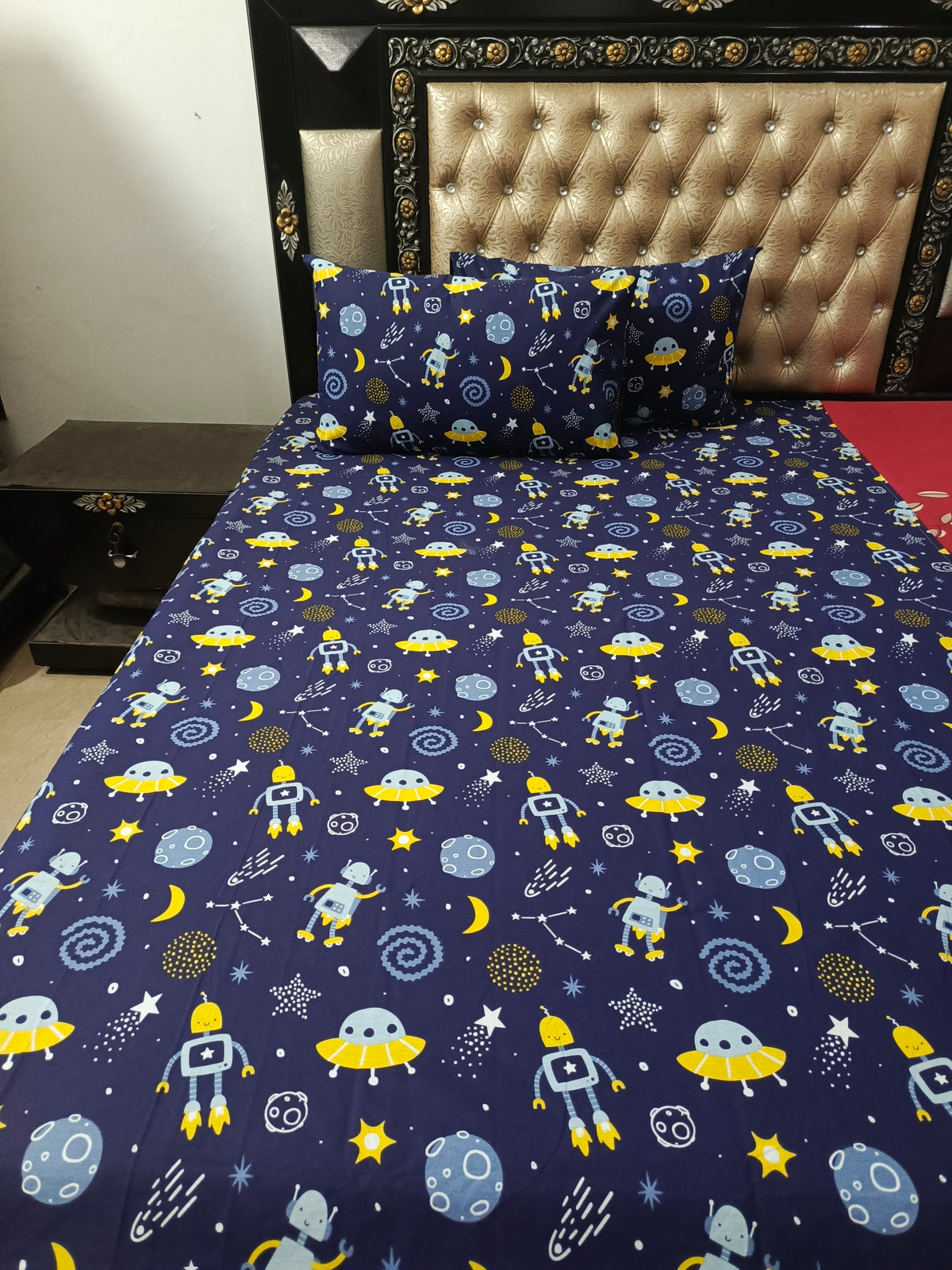 Spaceship Galaxy Cotton Bedsheets