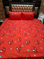 SpiderMan Red Faces Cotton Bedsheets