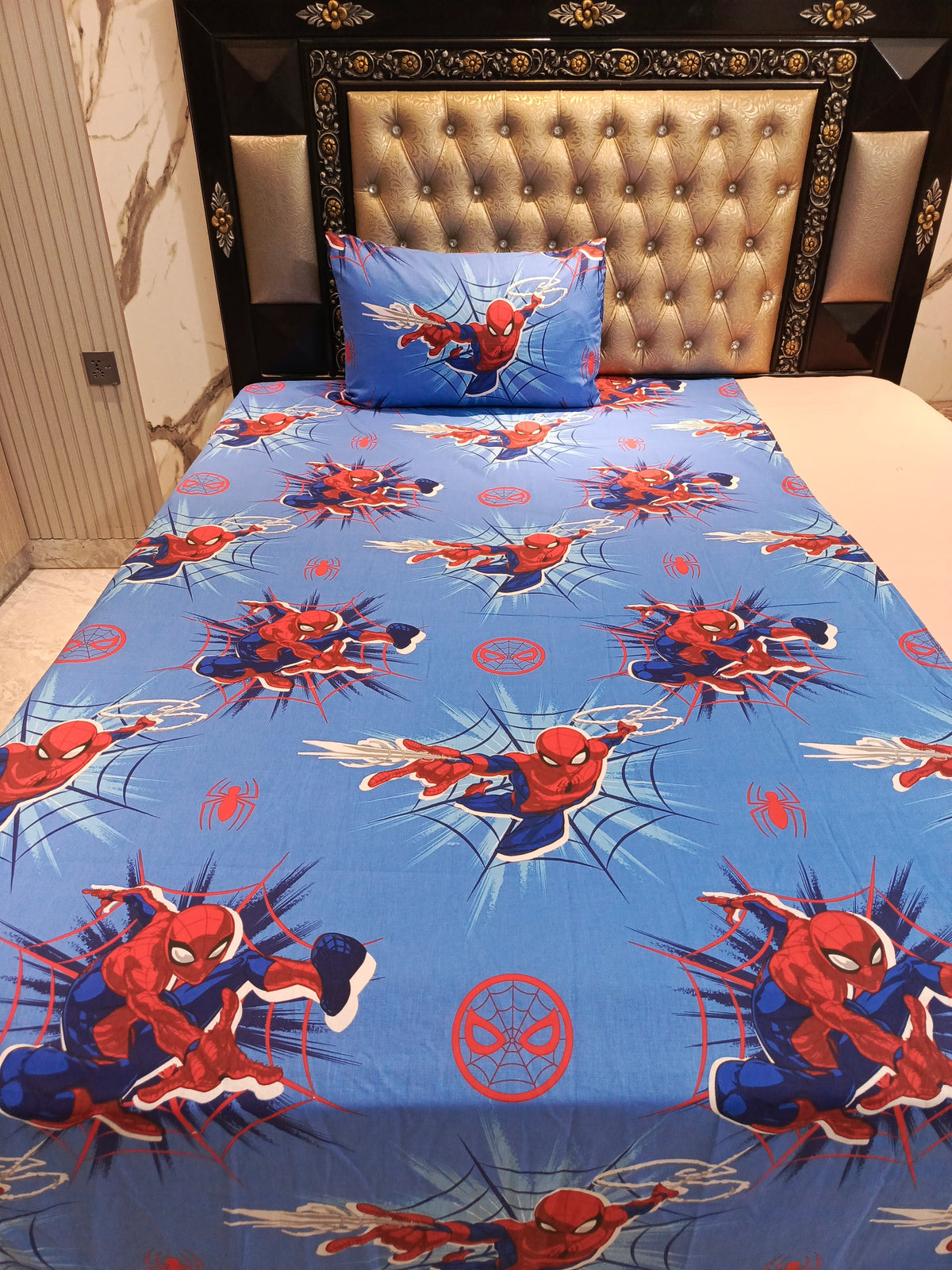 Spiderman All Over Cotton Single Bedsheets