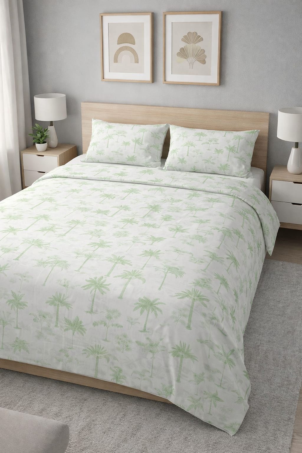 Green Palm Trees Cotton Double (king) Bedsheets