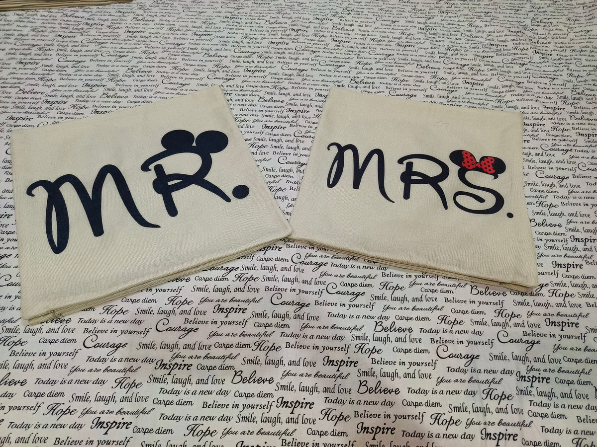 Pack of 2 Mr & Mrs Cushions Covers