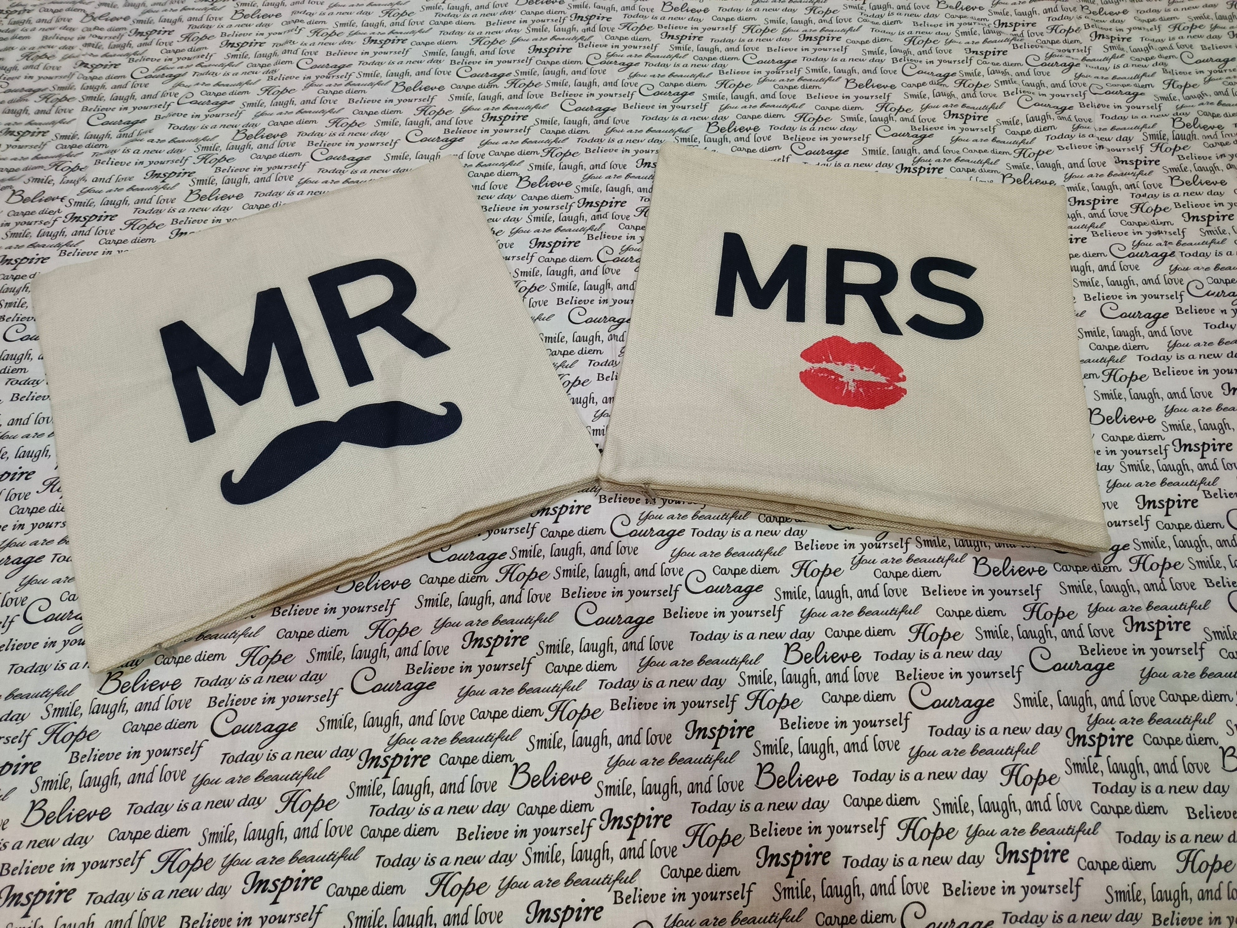 Pack of 2 Mr & Mrs Cushions Covers