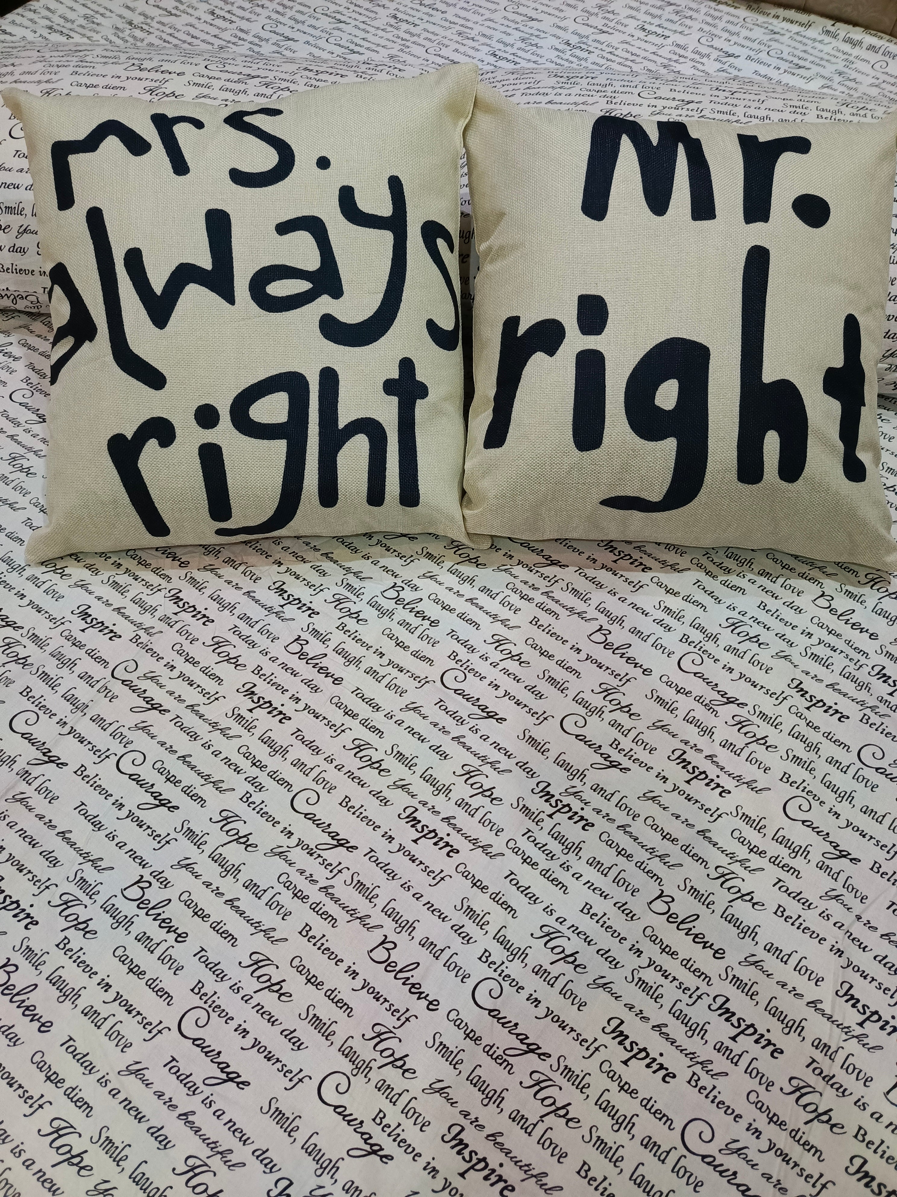 Pack of 2 Mr & Mrs Cushions Covers