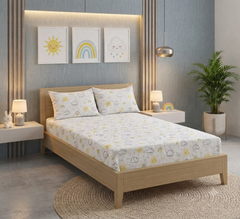 Happy Little Clouds Sunshine & Showers Cotton Single Bedsheets
