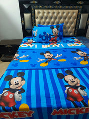 Mickey Blue Theme Cotton Bedsheets