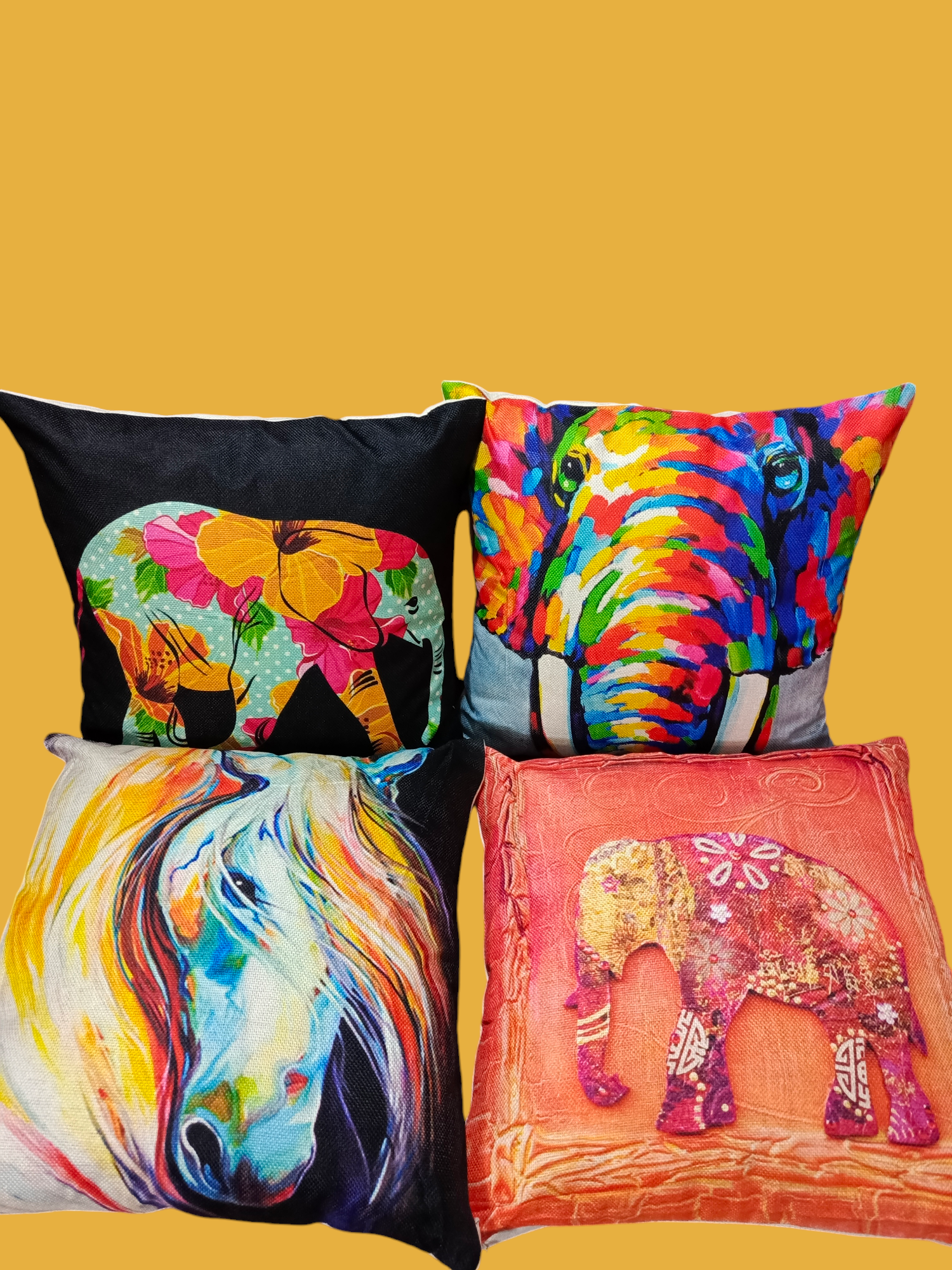 Khaddi Digital Printed Cushions Pack of 4 Animal Theme Design#2