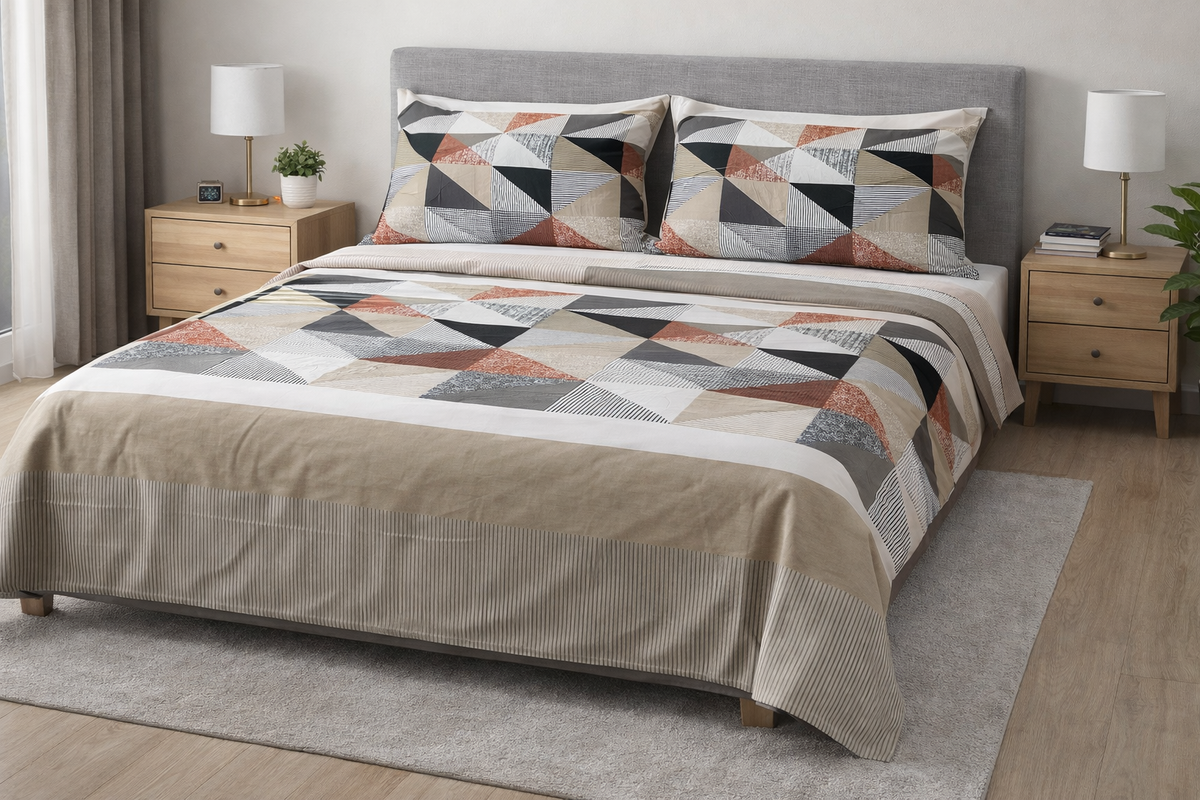 “Urban Mosaic” ✨ Double Bedsheets