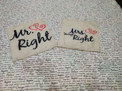 Mr Right 💖 & Mrs Always Right 💖 Cushions & Cushions Covers