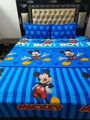 Mickey Blue Theme Cotton Bedsheets