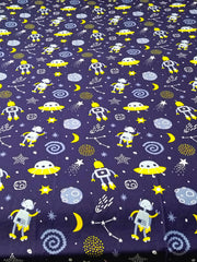 Spaceship Galaxy Cotton Bedsheets