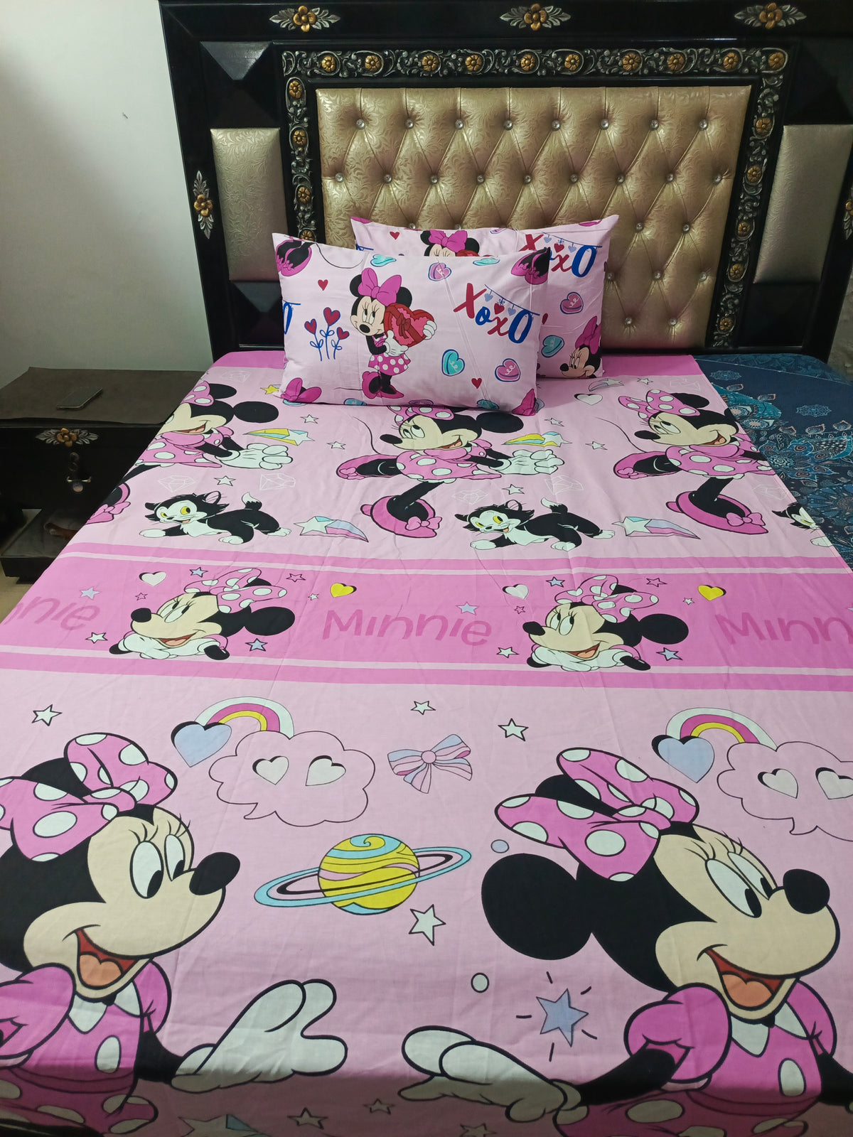 Mini Mouse Baby Pink Cotton Bedsheets