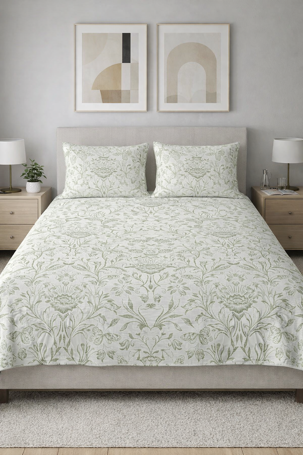 Soft Fern Garden Cotton Double (King) Bedsheets