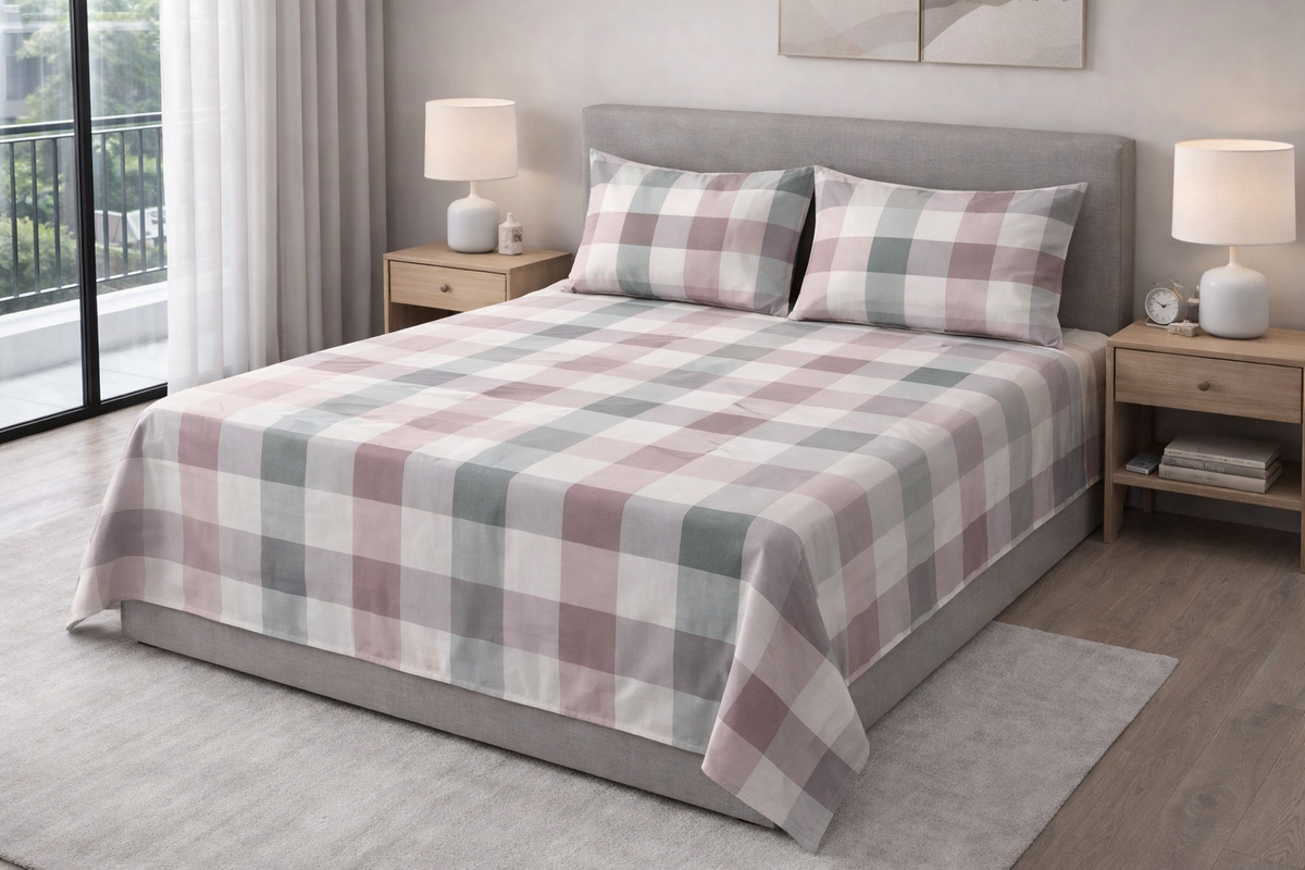 Heritage Check Cotton Double (king) Bedsheets
