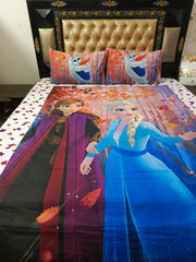 Anna Elsa Spring Seasons  Cotton Bedsheets Digital Print