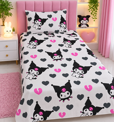 Kuromi Pink Crush Cotton Single Bedsheet
