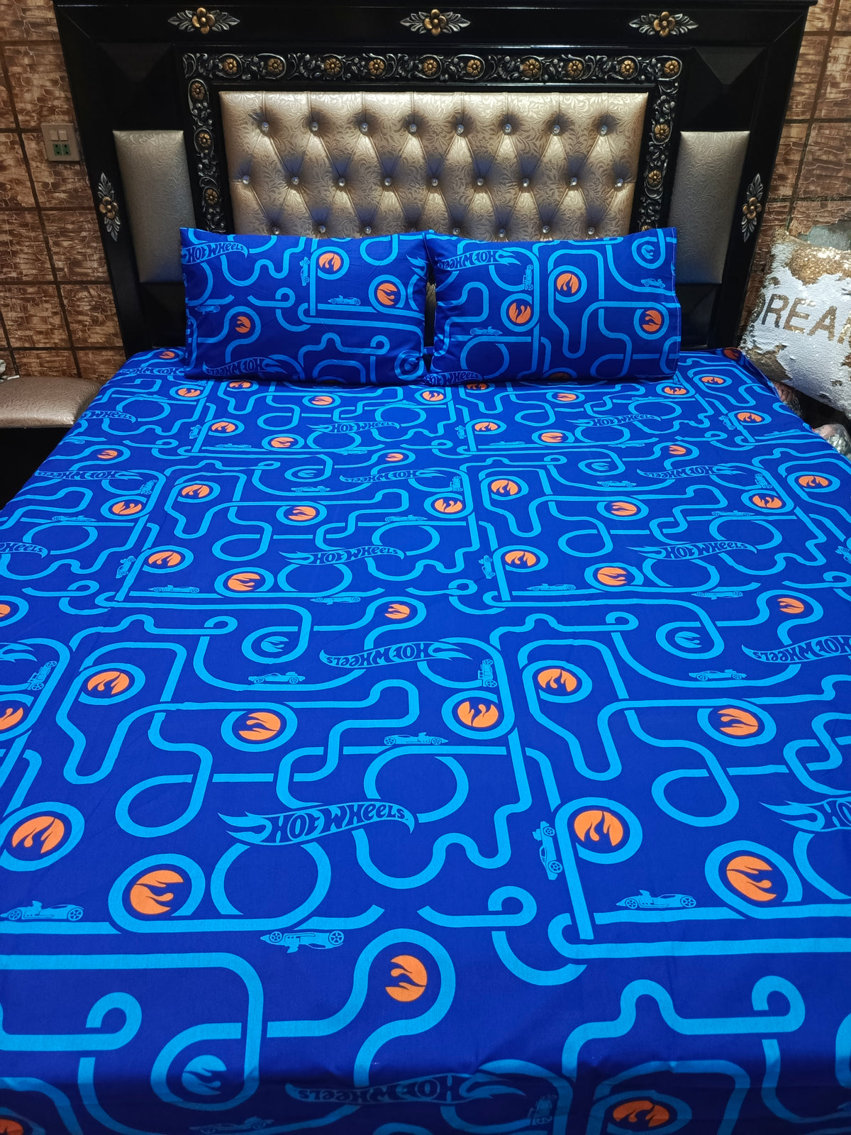Hot wheels All over Double Bedsheet