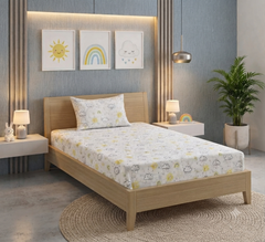 Happy Little Clouds Sunshine & Showers Cotton Single Bedsheets