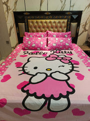 Hello kitty Pink Hearts Cotton Minor Fault Double Bedsheets