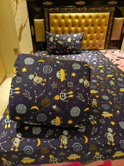 Galaxy Spaceship 3Pc Winter Comforter Set, 1 single Bedsheet, 1 Pillow Cover, 1 winter Comforter