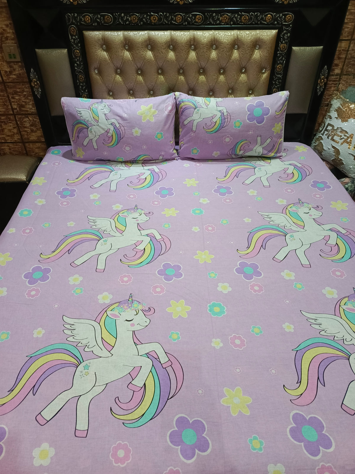 Unicorn lilac Double Bedsheet