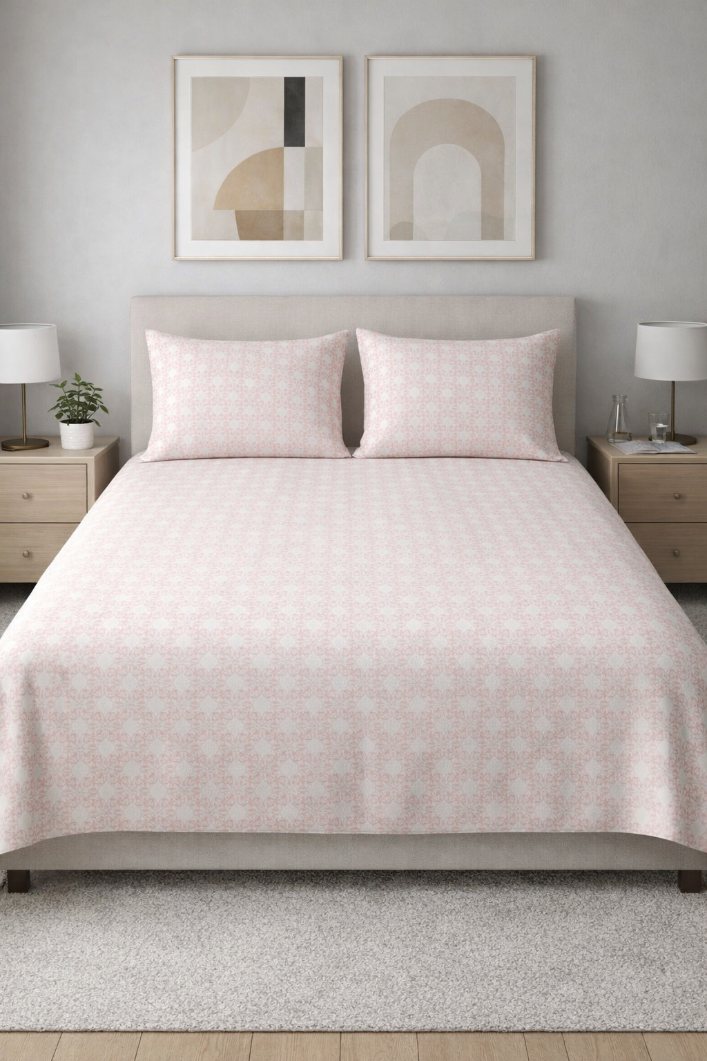 Blush Filigree Cotton Parcale T200 Double (King) Bedsheets