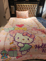 Hello Kitty Hearts winter Comforter set 3pc Bedsheets Pillow Cover & winter Comforter