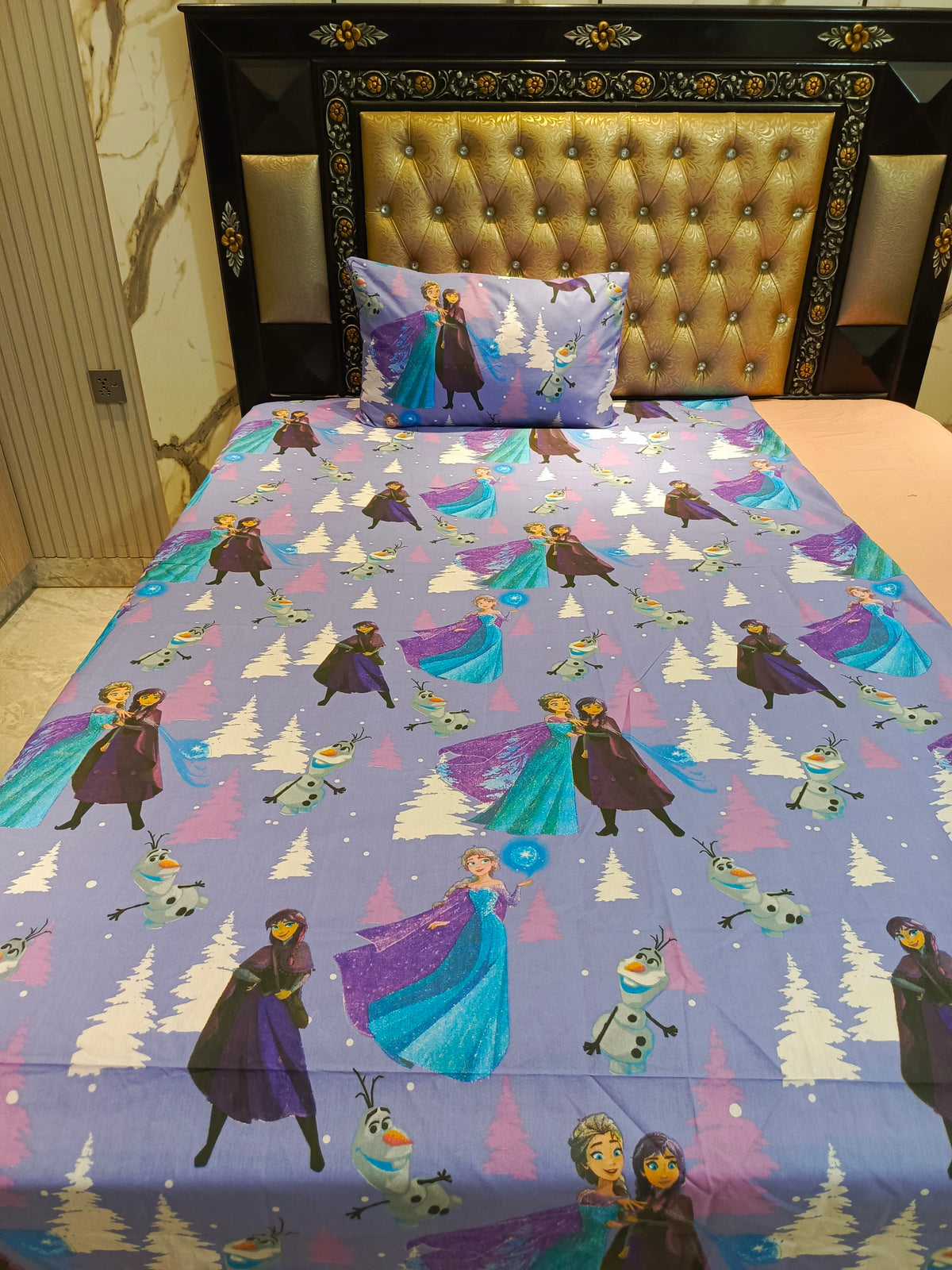 Frozen All Over Cotton Single Bedsheets