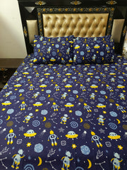 Spaceship Galaxy Double Bedsheet