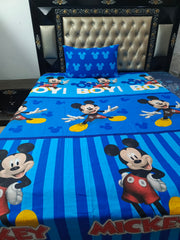 Mickey Blue Theme Cotton Bedsheets