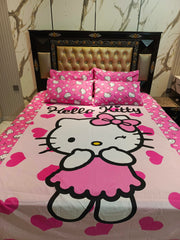 Hello kitty Pink Hearts Cotton Minor Fault Double Bedsheets