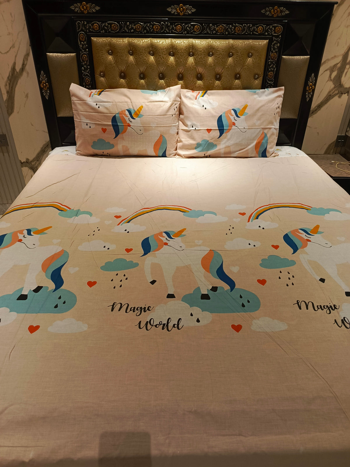 Unicorn Magic World Double Bedsheet
