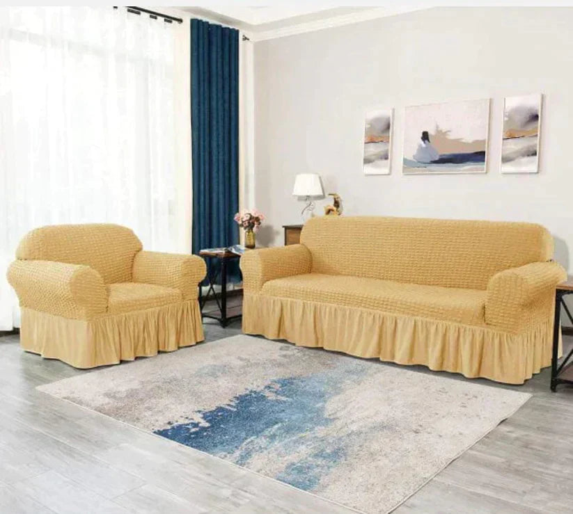 RUFFELED TURKISH SOFA COVERS  Baige Color